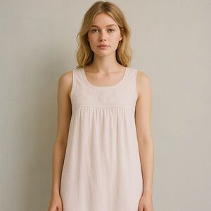 Shabby Chic Light Pink Cotton Embroidered Nightgown – Size S